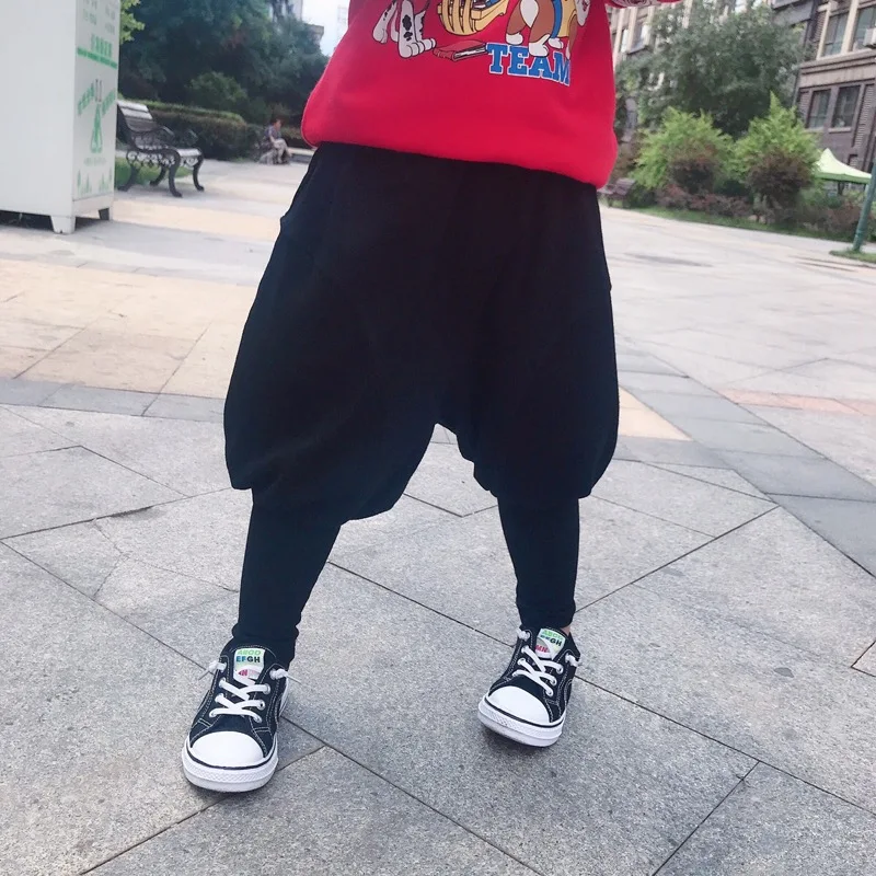 Boys Harem Pants Kids Autumn Spring Clothes solid children pants for baby Girls Trousers size80~130 toddlers black solid