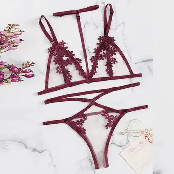 

New Sexy Women Corset Lace Brassiere Lingerie Set Solid Seamless Underwire Racy Muslin Sleepwear Tops+Briefs Lady Underwear Set