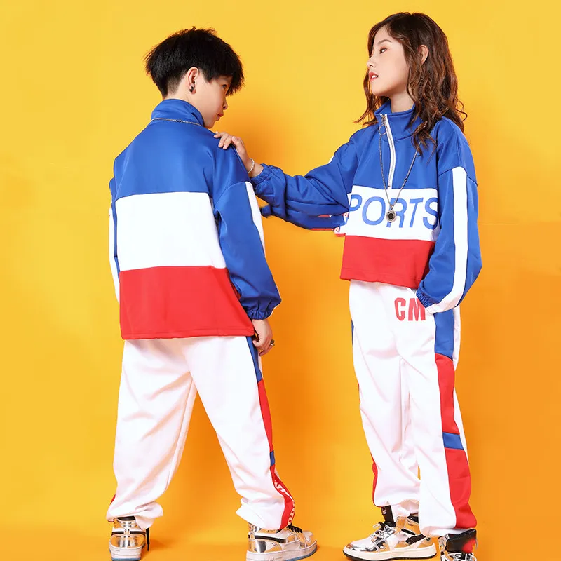 Kids Cool Hip Hop Clothing Stand Collar Jacket Coat Pullover Top Running Causal Pants for Girls Boys Jazz Dance Costumes Clothes (4)