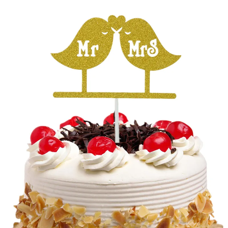 Свадебный торт Топпер любовь птицы Mr Mrs кексы флаги уникальный свадебный подарок