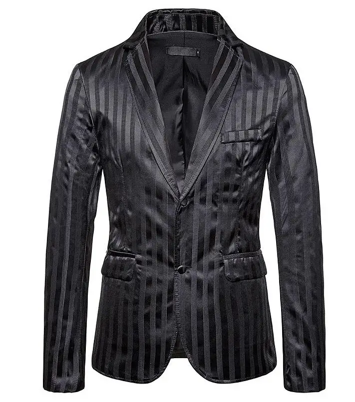 Золотые Осенние костюмы мужские блейзеры masculino slim fit casaco jaqueta masculina цветные полосатые пальто с двумя пряжками мужская куртка
