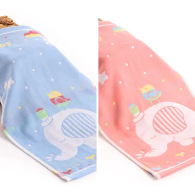 2pcs Детское полотенце, детское банное полотенце для новорожденных, чистый хлопок, три слоя, муслиновая мочалка, марля, широкая полоска ткани, подарок для детского сада Z020 - Цвет: 2pcs