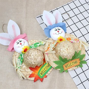 

Easter rabbit Straw hat Kindergarten handcraft Creative cute bunny Home decoration educational kids toys Christmas birthday gift