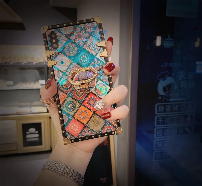 Dark Роскошный голубого цвета винтажный Чехол для Xiao mi Red mi 7 Note 7 mi 9 K20 Funda Чехлы Европейский подставка кольцо держатель Cobar телефон Coque - Цвет: Dark