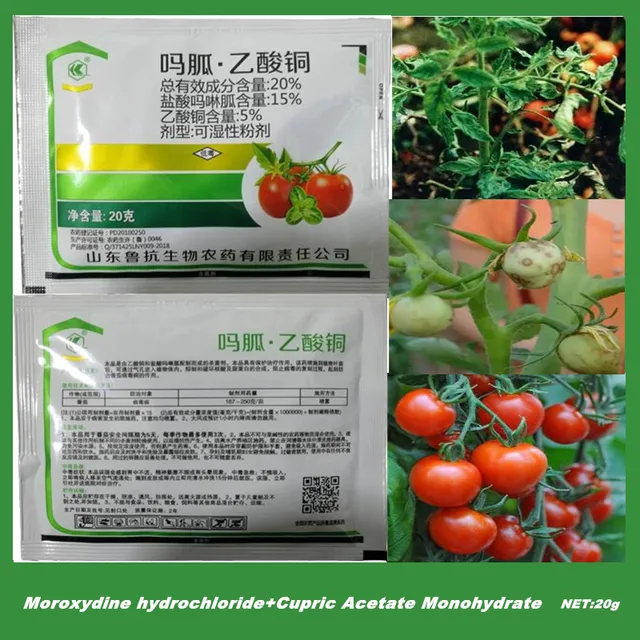 20G Moroxidin -Hidroklorid+Cupric -Acetát -Monohidrát -20% Különösen Megakadályozza És Gyógyítja A Zöldségek Vírusbetegségét Az Otthoni Kertben