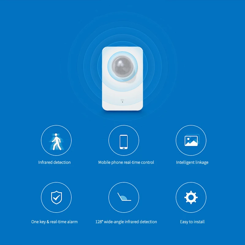 Sensor de Movimento sem Fio Tuya Detector Infravermelho Inteligente Casa Segurança Assaltante Alarme Sensor Vida App Controle Remoto wi fi Pir 8 Tuya wi fi pir sensor de movimento