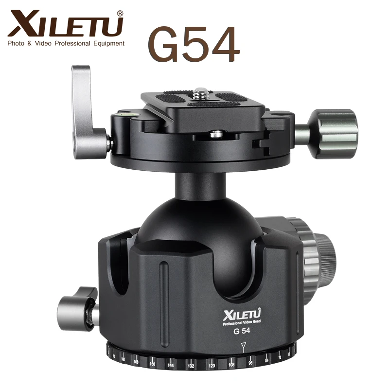 XILETU G-54 Tripod Ball Head 360 Degree Double Panoramic Photography Aluminum Ballhead Heavy Duty With Quick Release Plate
