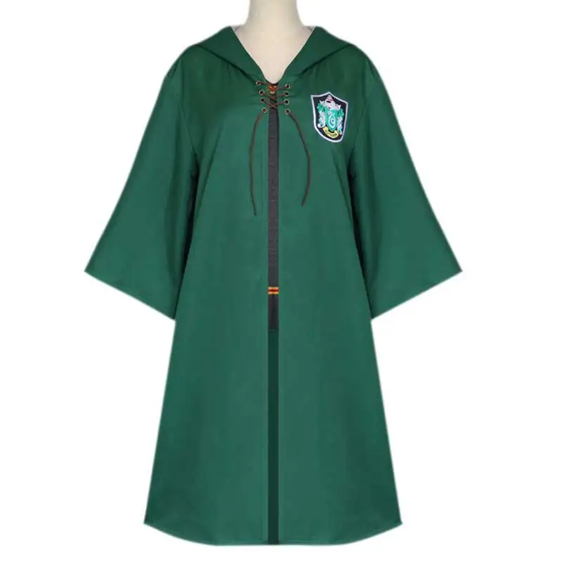 Slytherin Robe 2 Гриффиндор Слизерин Квиддич халат Плащ взрослый костюм ведьмы на Хэллоуин Косплей Драко Малфой накидка для мужчин и женщин вечерние Косплей - Цвет: Slytherin Robe 2
