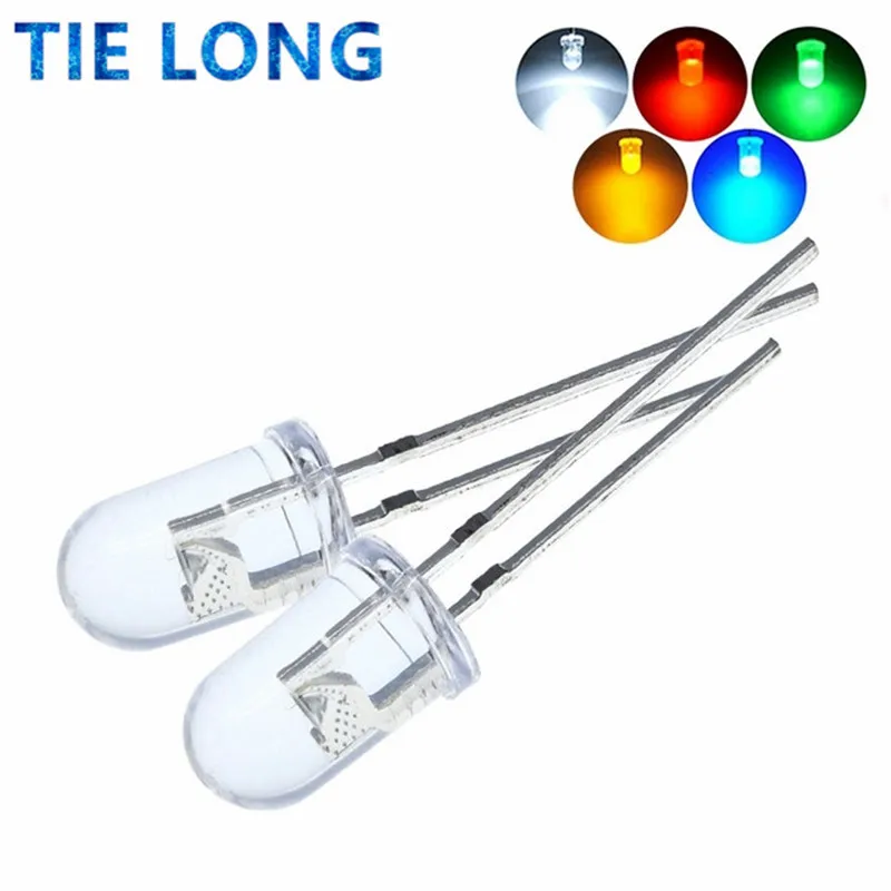 Led Bulb Led Lamp Beads 100pcs Transparent Round 5mm Super Bright Water Clear Green Red White Yellow Blue Light LED Bulbs Emitting Diode