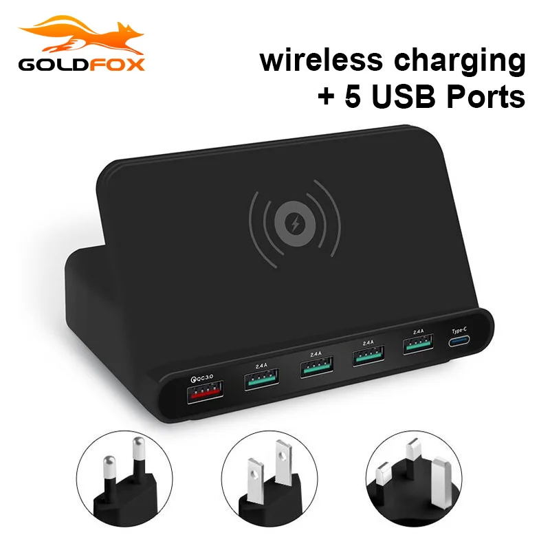 Беспроводное зарядное устройство Qi 5 USB подставка для телефона Samsung iphone быстрая
