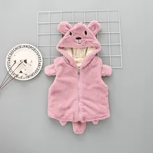Детский жилет детская одежда в Корейском стиле; кардиган на молнии с капюшоном для девочек; сезон осень-зима; стиль; женская плотная одежда для маленьких детей