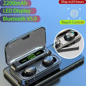 

2200mAh Bluetooth Wireless Earphones Headphones Earphone LED Display Touch Control Sport waterproof Headset Noise Cancel Earbuds