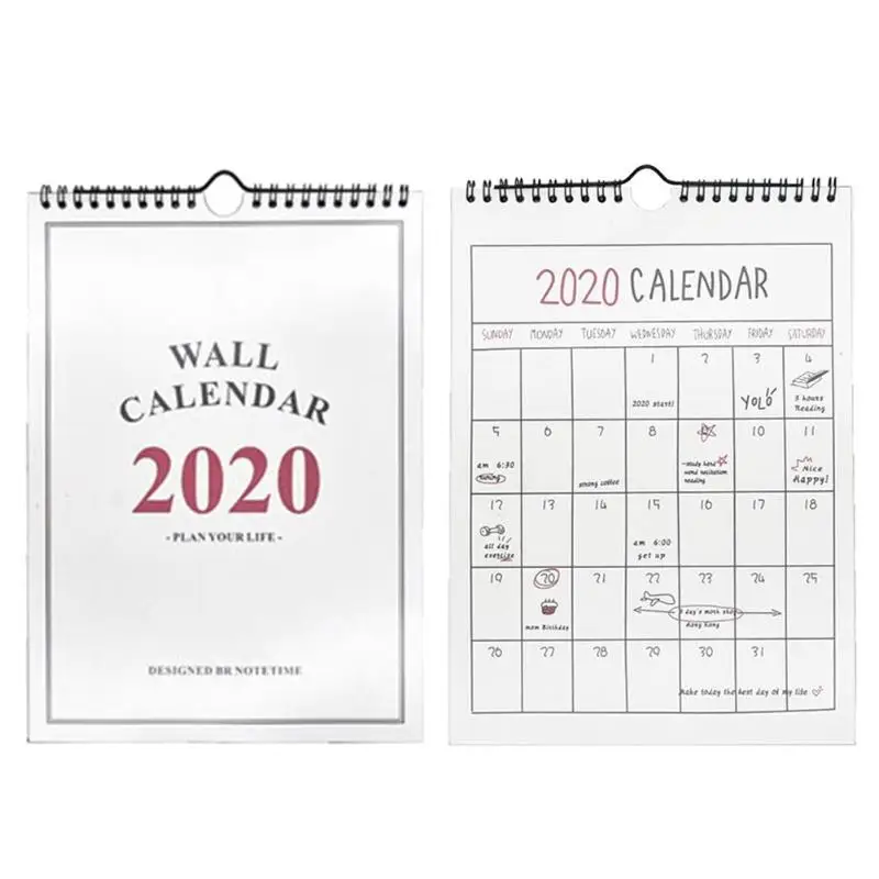 Двойные катушки 2020 подвесной календарь креативный простой/Checker Agenda 365 дней ежедневник заметки настенный стол блокнот