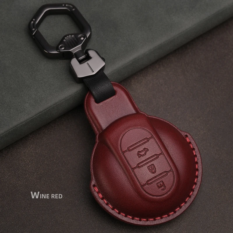 Leather Car Key Cover Case for Bmw mini cooper Key Cover Keycase for mini cooper F55 F56 F57 F54 F60 Key Chain Protect