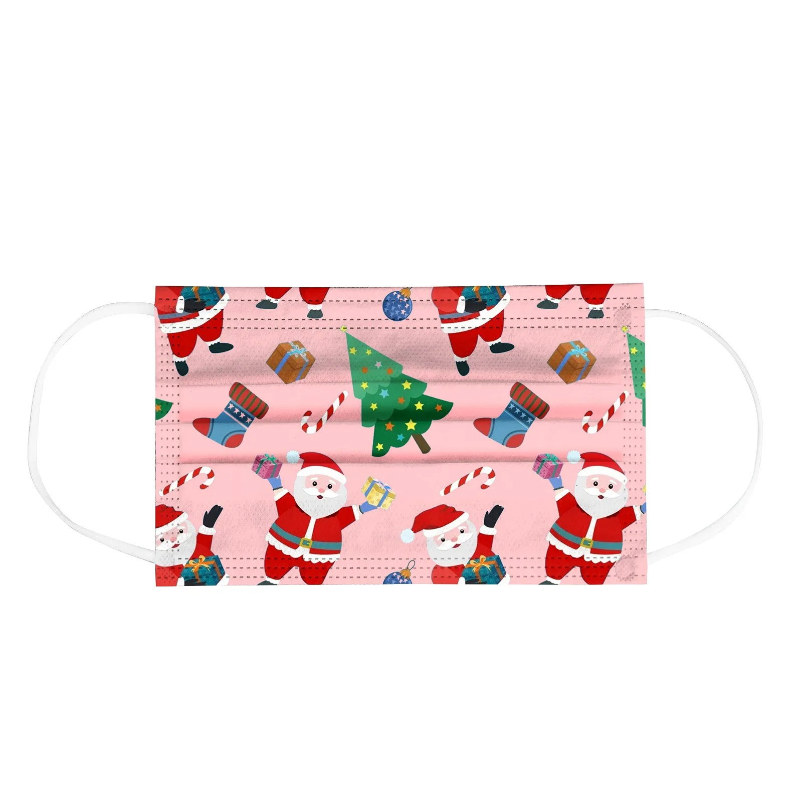 10pcs Christmas Masks High Quality Cubrebocas Adult Christmas Print Disposable Mask Industrial 3-layer Mask Unisex 10 Pieces 4