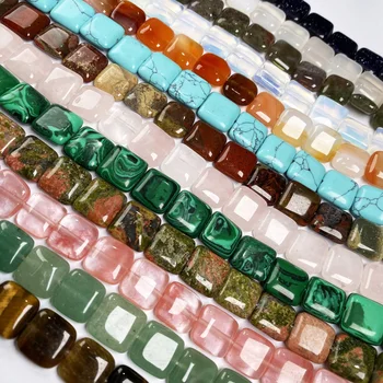

33pcs Faceted Beads Natural Stone Bead Square 40cm for Jewelry Making DIY Necklace Bracelet Accessories 12x12x5mm