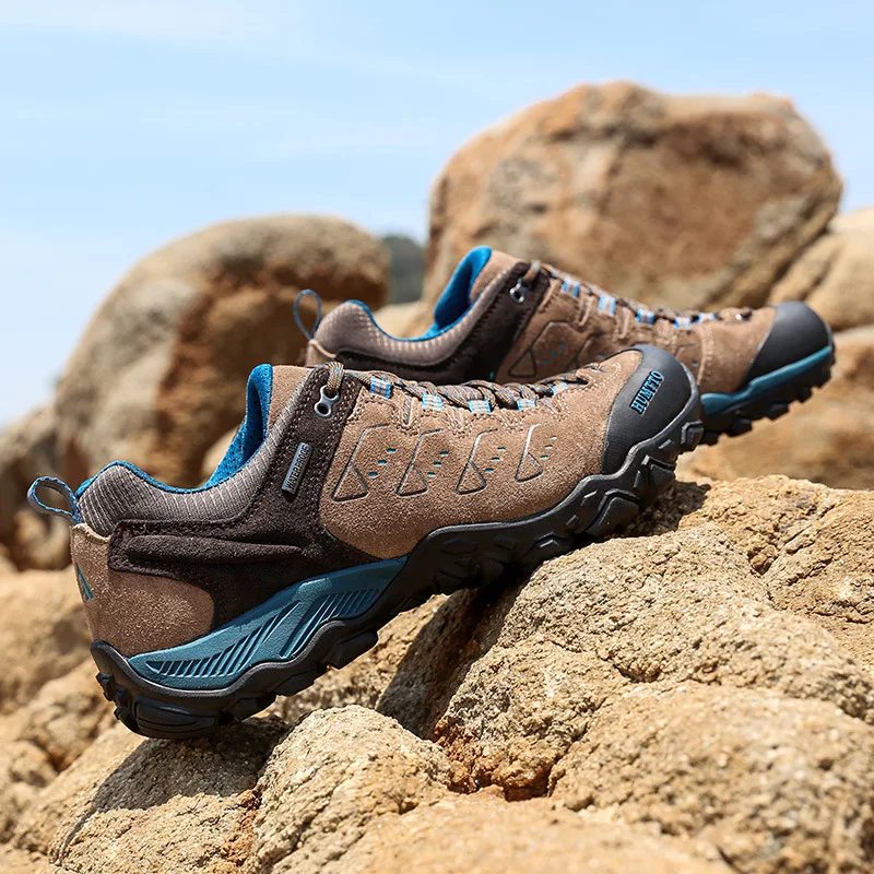 HUMTTO-Chaussures de randonnée imperméables en cuir véritable pour homme et femme, baskets de sport respirantes pour l'alpinisme, le trekking et la chasse