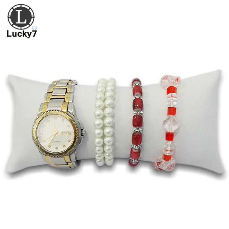 White PU Leather Дропшиппинг для ювелирных изделий большого размера браслет дисплей подушку держатель часы Органайзер Дисплей цепь Подушка 5 цветов - Цвет: White PU Leather