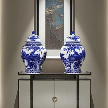 Цзиндэчжэнь керамика фарфоровая бутылка лучшие антикварные ваза украшения китайский стиль синий и белый фарфор общий бак 2 модели