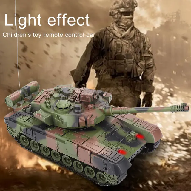 New remote control Big tank charger battle launch cross-country tracked Light Musical vehicle boys play Toy for kids children 3