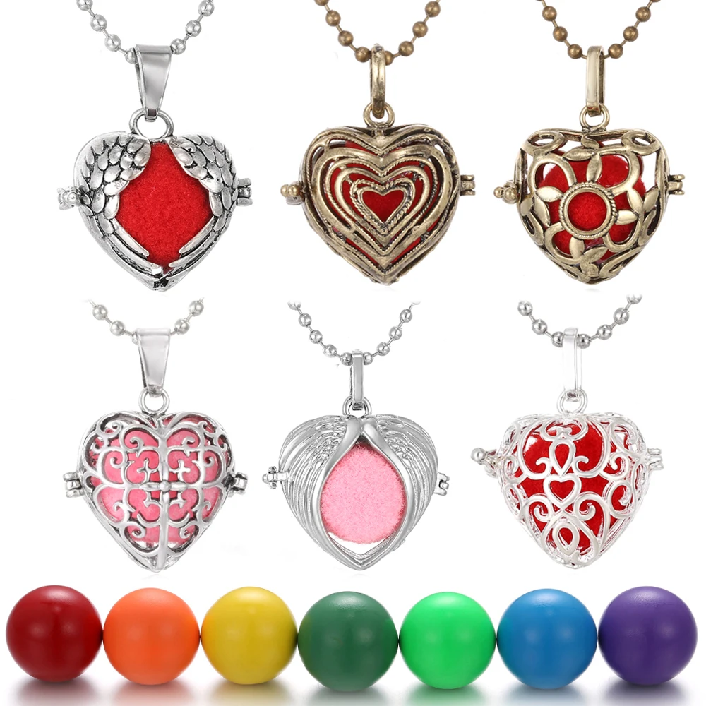 Lockets Pendant Necklace Pregnancy Balls Lava Stone Lockets Love Heart