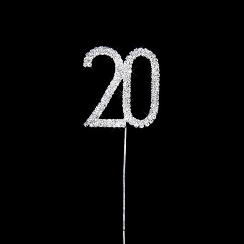 № 10, 16, 20, 21, 25, 50, 60, 70, стразы, украшенные цифровой наклейкой, Топпер для торта, для 10-й 20-й 60-й свадьбы, юбилея/дня рождения