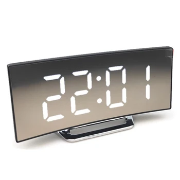 

Digital Alarm Clock Noiseless Design LED Large Display Mirror Electronic Alarm Power off Memory Function AAA Not Batteries