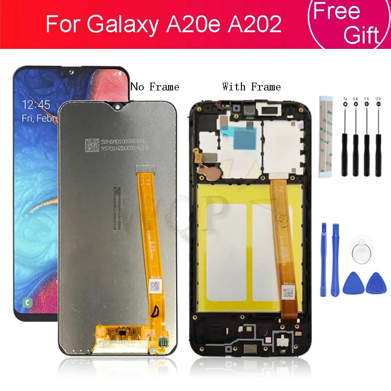 Для samsung Galaxy A202 lcd A20e A202F A202DS кодирующий преобразователь сенсорного экрана в сборе A202F/DS замена экрана с рамкой ремонт части