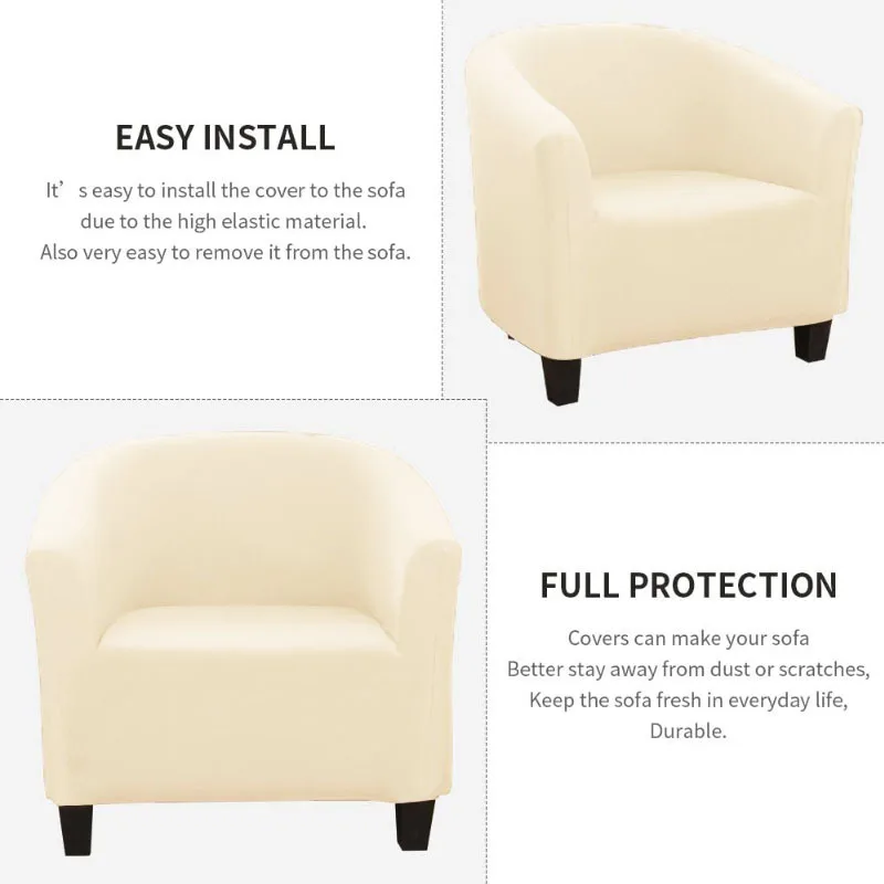

1 Seater Milk Silk Solid Color Elastic Sofa Covers For Living Room Stretch Slipcovers Sofa Couch Cover