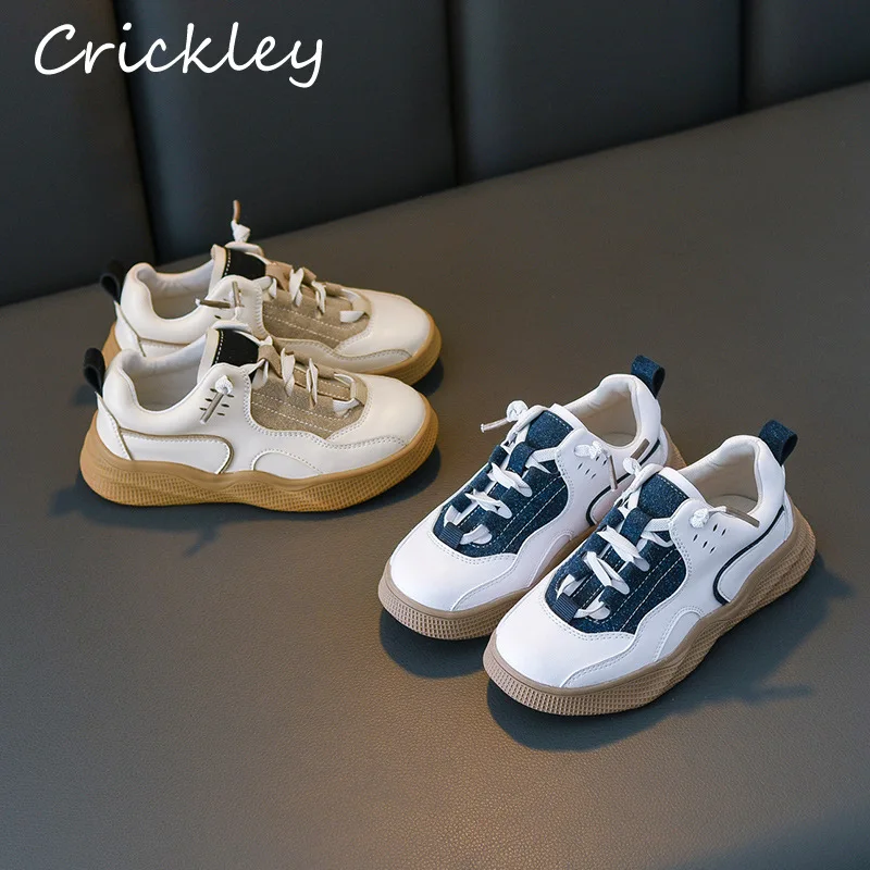 Autumn Unisex Children White Casual Shoes PU Leather Skate Sneakers for Boys Girls Soft Comfortable Flat Kids School Sport Shoes