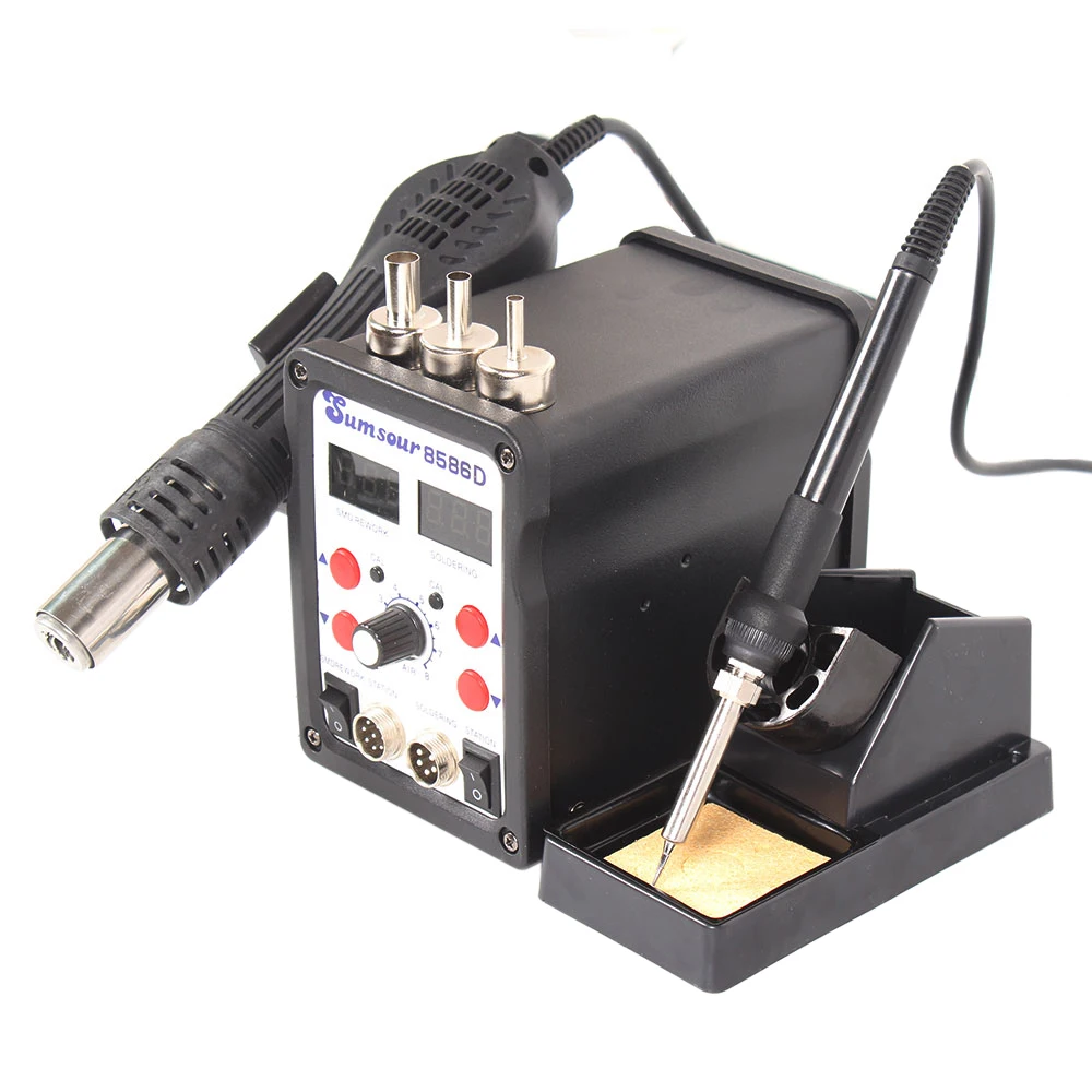 8586D 750 Вт цифровая паяльная станция 2 в 1 SMD BGA для переделки воздуходувка горячего