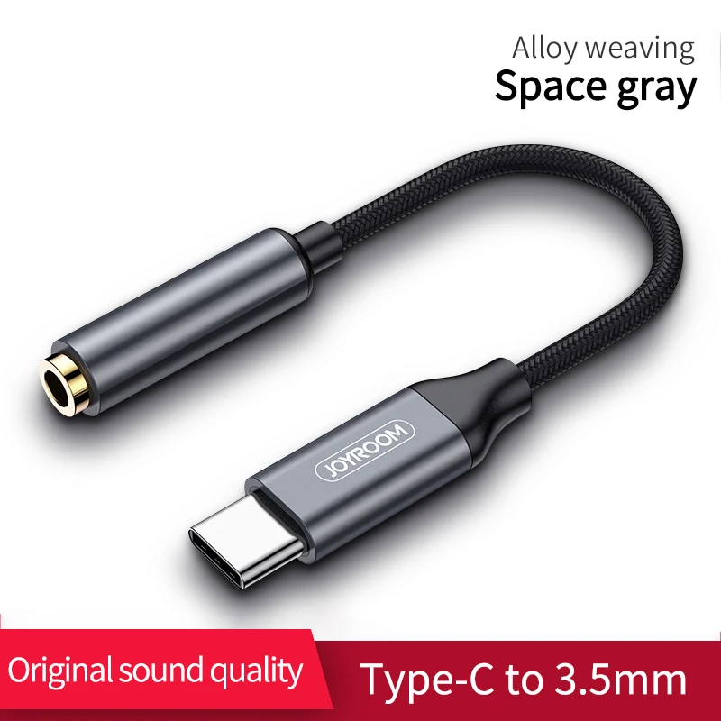 Joyroom type-C до 3,5 мм AUX адаптер для наушников для Xiaomi huawei samsung type C до 3,5 разъем для наушников аудио кабель адаптер Usb - Цвет: Gray