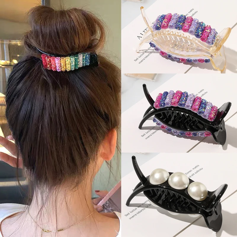 

Ruoshui Woman Colorful Hair Claws Girls Hairpins Banana Clips Women Hair Clamp Women Hair Accessories Headwear Hairgrip Barrette
