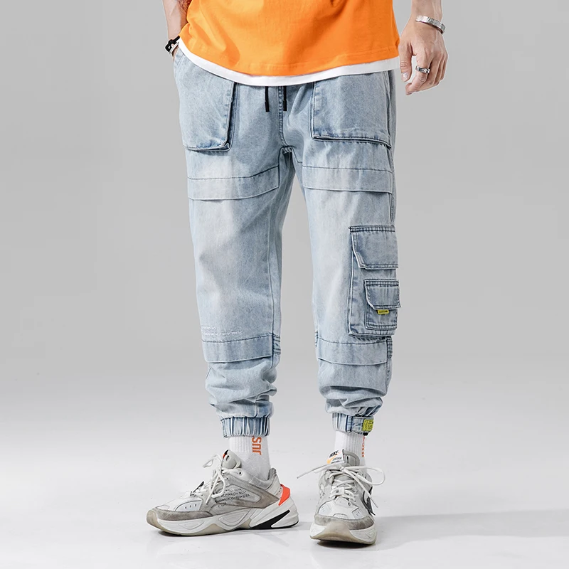 Hot Autumn Street Washing Process Big Multi-Pockets Men's Jogger Jeans Fashion Casual Male Pencil Denim Jeans Streetwear