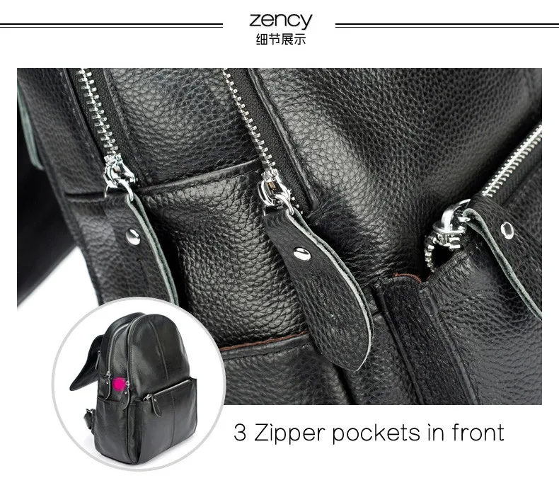 Zency Fashion Soft Genuine Leather Large Women Backpack High Quality A+ Ladies Daily Casual Travel Bag Knapsack Schoolbag Book fashionable travel backpacks