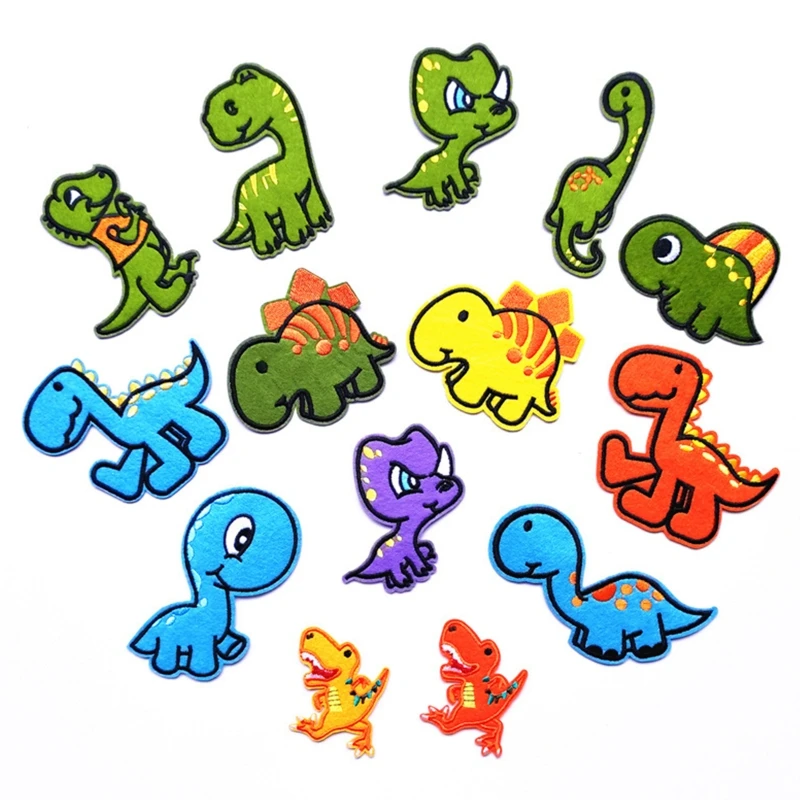 

14Pcs Colorful Cartoon Dinosaur Sew/Iron On Appliques Embroidered Patches DIY Craft Decorative Badge for Kids Clothes