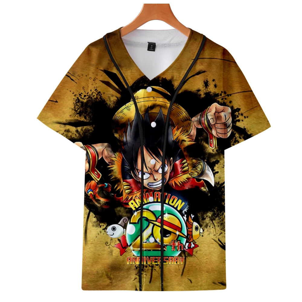Plus Size Amine Monkey D One Piece 3D V-Neck Tshirt Men Women T-shirt Luffy T Shirt Summer Harajuku Unisex Girl Cotton Clothing | Мужская