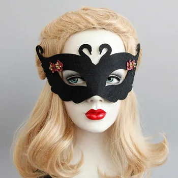 

Women Felt CLoth swan mask Black For Cosplay Stage Performance Fancy Dress Costume Mask Halloween Party Accessories