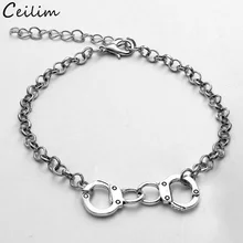 Модные серебряные разноцветные на цепочке Браслет-манжета для женщин и мужчин ювелирные изделия любовника замочек для влюбленных браслеты подарок на день Святого Валентина