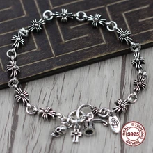 S925 мужской браслет из стерлингового серебра индивидуальный тренд гладкое фантазийное, панк стиль ретро классика отправить подарок любви