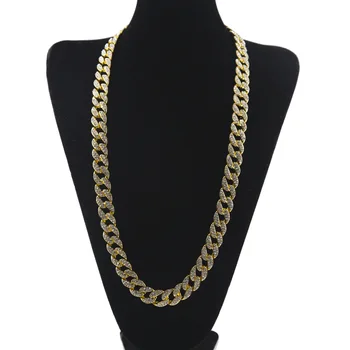 

Cuban Necklace Chain Hip hop Jewelry Choker Gold Silver Color Rhinestone CZ Clasp for Mens Rapper Necklaces Link