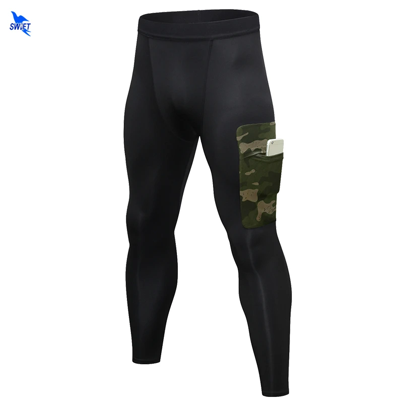

New GYM Compression Sweat Pants Men Bodybuilding Fitness Running Tights Long Trousers Sportswear Jogging Leggings With Pockets