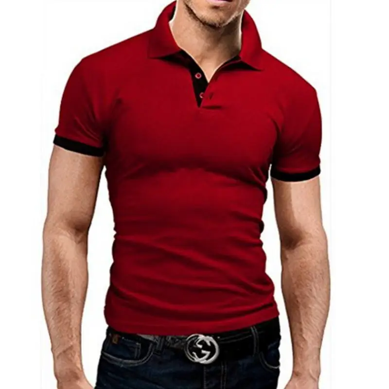 Ropa de Hombre Polo camisa 5xl hombres casual Delgado transpirable verano Polo camisa 10 цветов Hombre sólido manga corta - Цвет: Красный