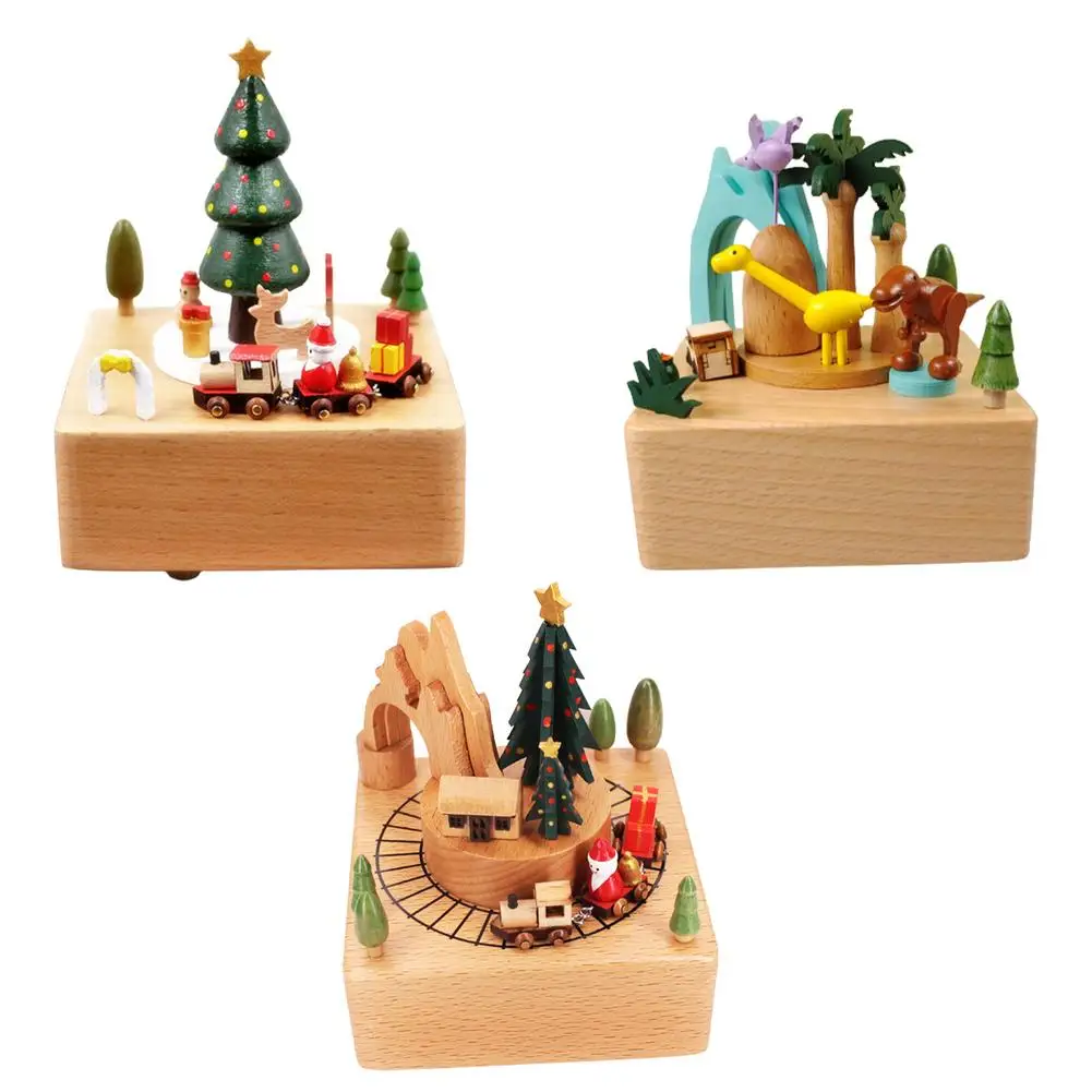 ChristmasMusicBoxWoodenRotatingMusicBoxCarouselMusicBoxXmas