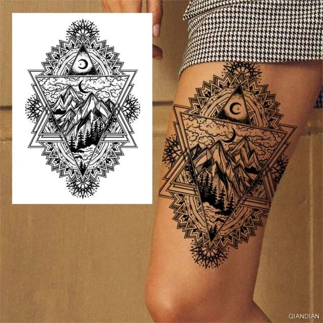 Wasserdicht Temporäre Tätowierung Aufkleber Krieger Schädel Wolf Flash Blume Feder Tattoo Frau Schwarz Körper Kunst Gefälschte Hülse Tattoo Mann – Detail 8