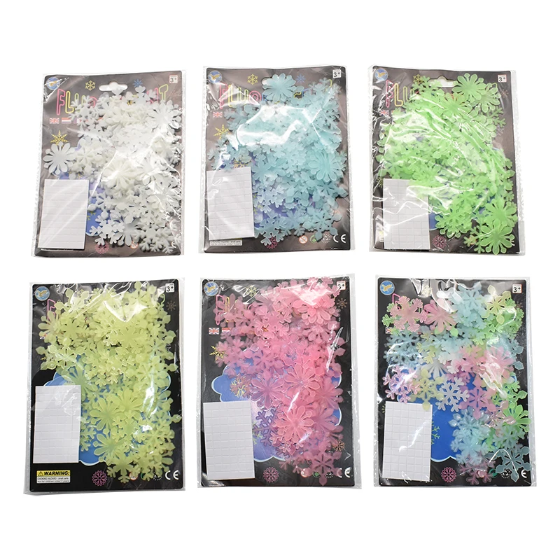 50Pcs Luminous Snowflake Wall Stickers Glow In The Dark Decal For Kids Baby Rooms Bedroom Christmas Home Decoration