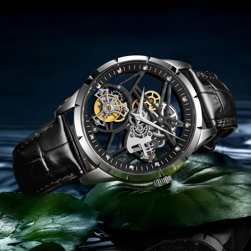 Новая модель GUANQIN 100% оригинал Tourbillon Мужские часы Топ бренд класса люкс двойной
