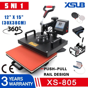 

Advanced New Design 5 In 1 Heat Press Machines Combo Sublimation printer printing For Mug/Cap/T shirt/Phone cases