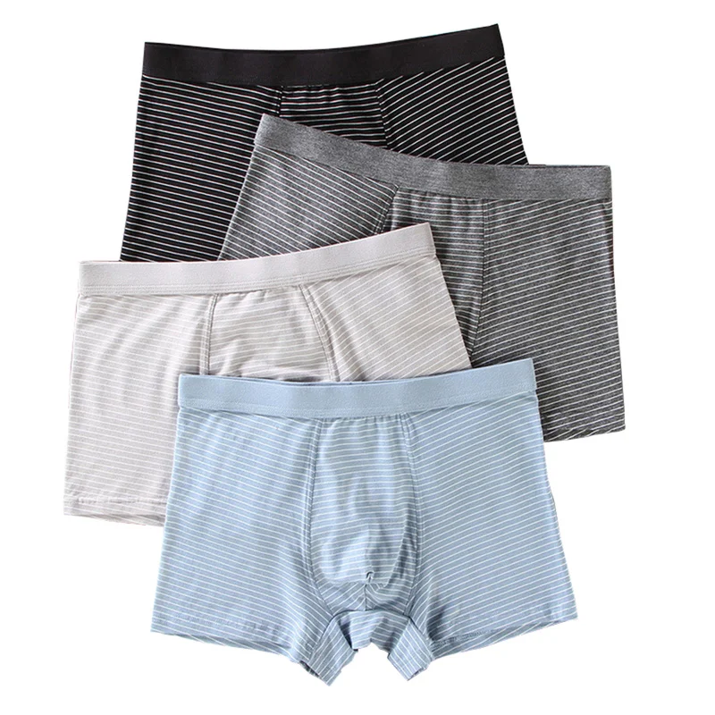 Helisopus New Men's Underwear Modal Cotton Mens Boxers Striped Panties Breathable Soft Comfortable Boxer