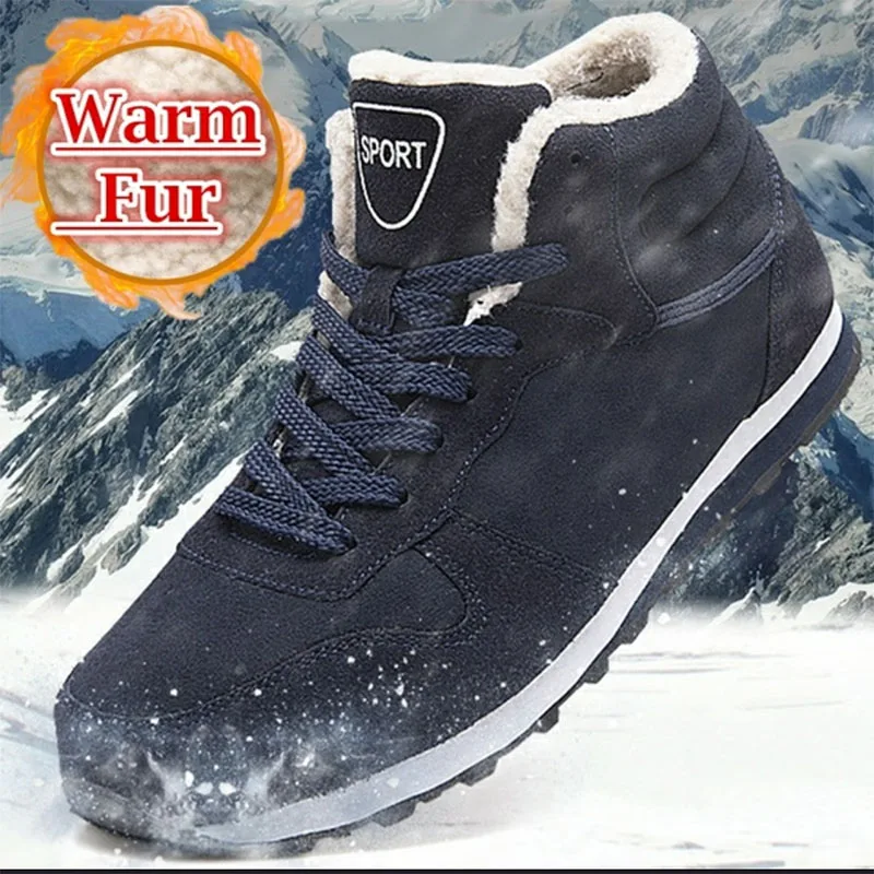 

Women and Men Winter Snow Boots Warm Ankle Botas Hombre For Leather Winter Boots Shoes Men Plush Winter Sneakers Plus Size 36-47